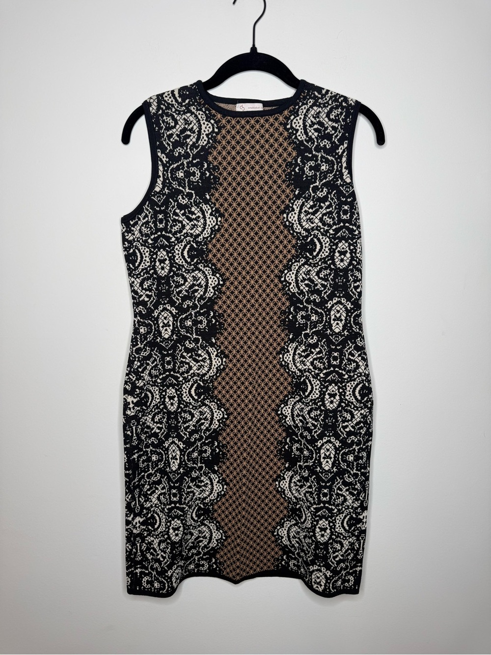 CB Established 1962 black and brown sleeveless knit dress